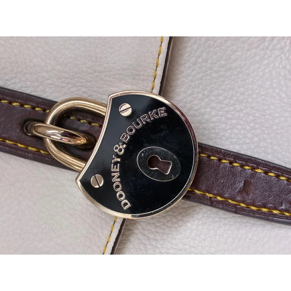 Dooney Bourke Cream Pebble Leather Lock Crossbody Bag - Picture 7 of 16